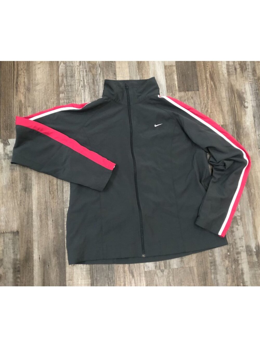 Vintage Nike Womens Large Gray & Pink Full Zip Athletic Track Jacket